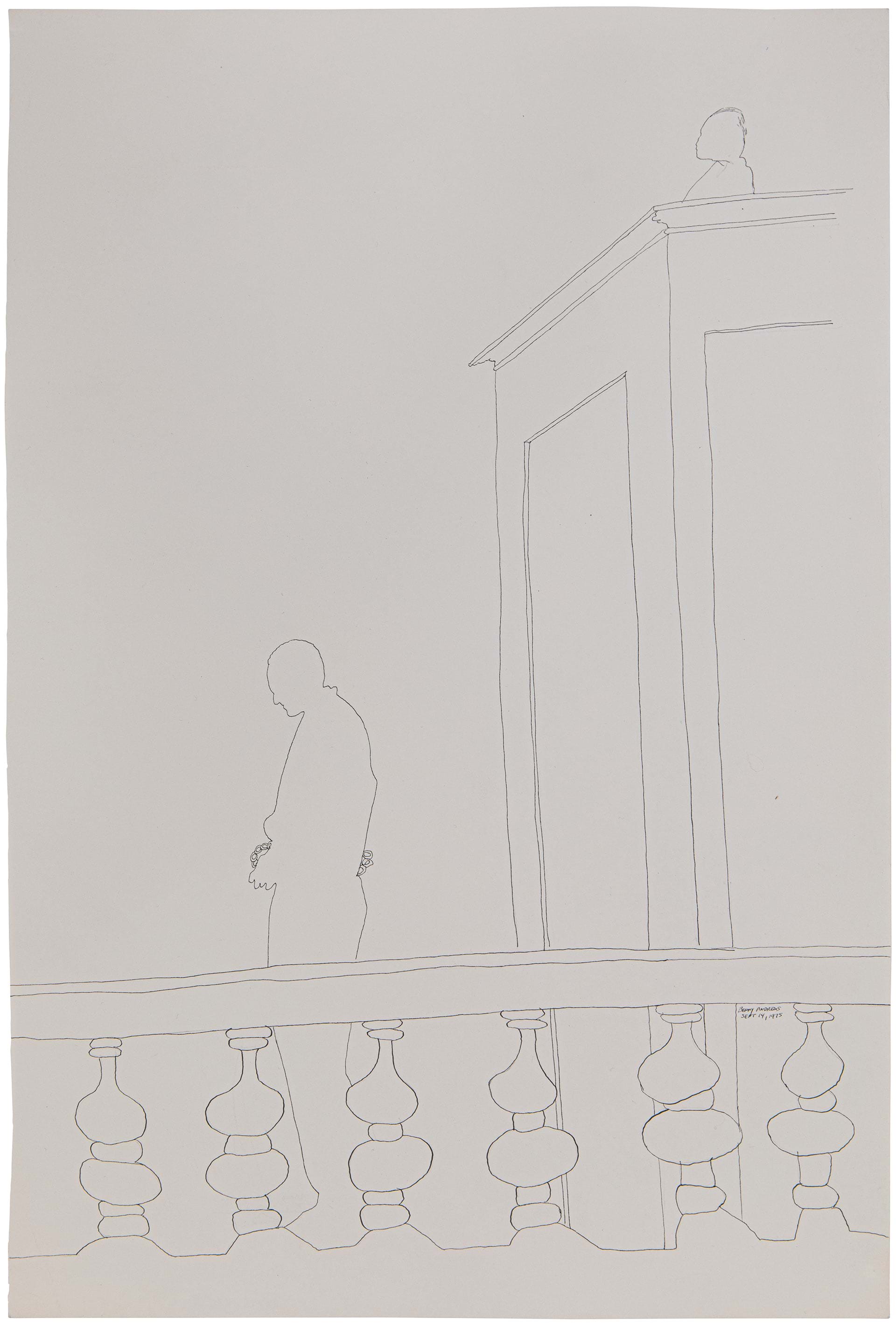 Benny Andrews
Above and Below, 1975
Pen and ink on paper
17 ¾ x 11 ¾ inches