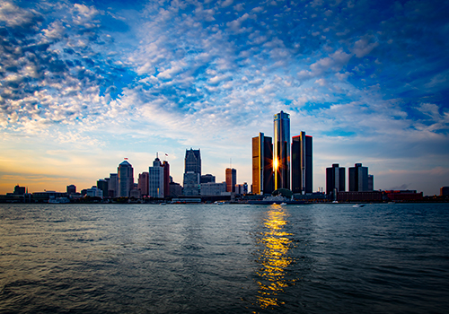 A view of the Detroit Skyline from Lake St. Clair